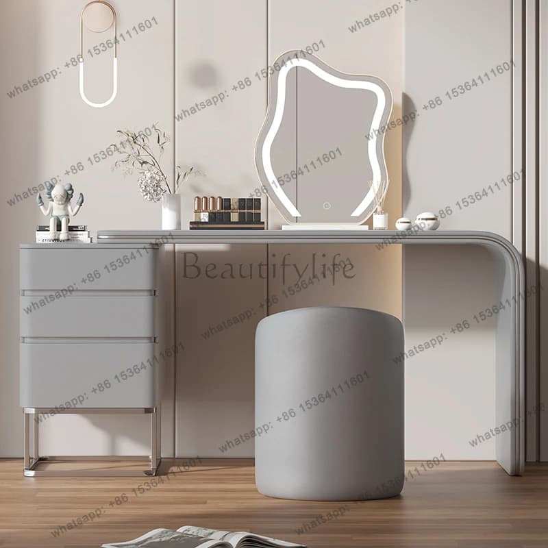 2025 new modern simple solid wood dresser light luxury makeup table storage chest integrated