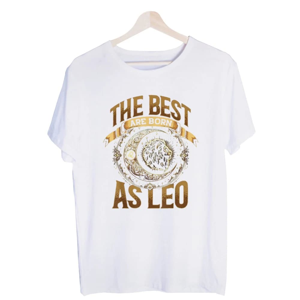 Men's Leo Lion and Moon Graphic Tee, Short Sleeve Crew Neck T-Shirt for Casual Daily Wear and Horoscope Enthusiasts