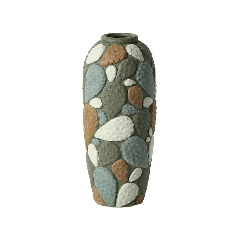 Creative Hand Painted Stone Ceramic Vase Villa Clubhouse Living Room Dining Table Flower Arrangement Advanced Sense Ornament