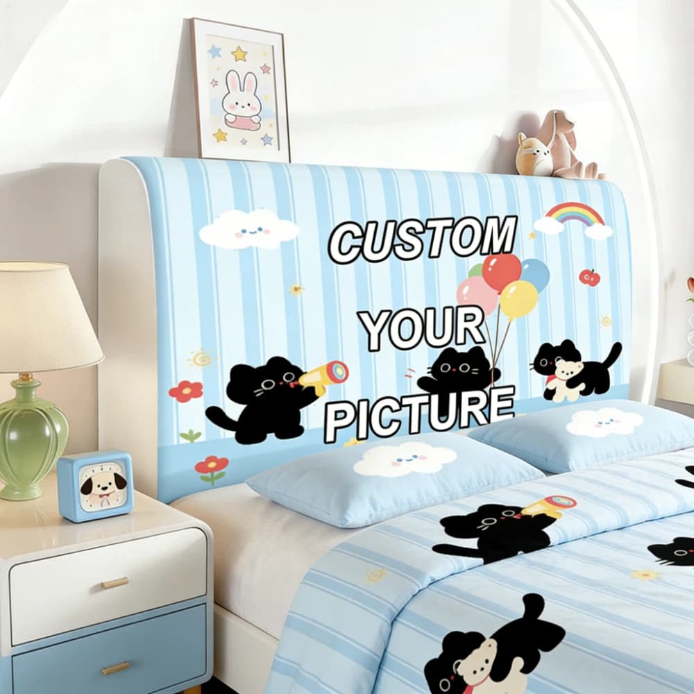 1pc Custom Headboard Panel & Sofa Cover with Your Photo, 4 Sizes Soft Polyester Bed Board Cover, Elegant Bed Frame Protector