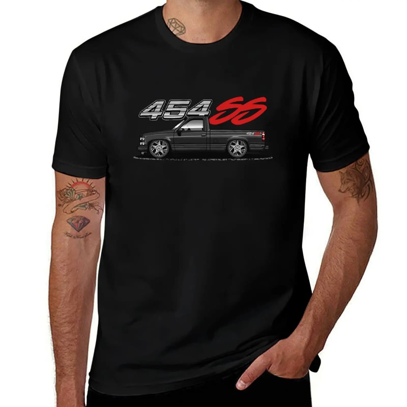 Chevy 454 SS Pickup Truck (Black Beauty) T-Shirt T-shirts man graphic tee shirt valentines clothes outfits for men