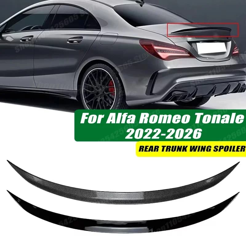 120cm 5D Carbon Look Rear Boot Trunk Spoiler Lip Stick-On Decorative Rear Wing For Alfa Romeo Tonale 2022-2026