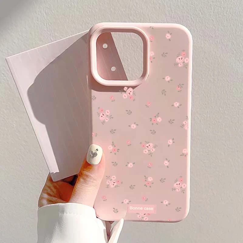 INS Korea Pink Flower Phone Case For iPhone 17 16 15 14 13 12 11 Pro Max 16 Plus 17 Air Shockproof Candy Soft Bumper Cases Cover