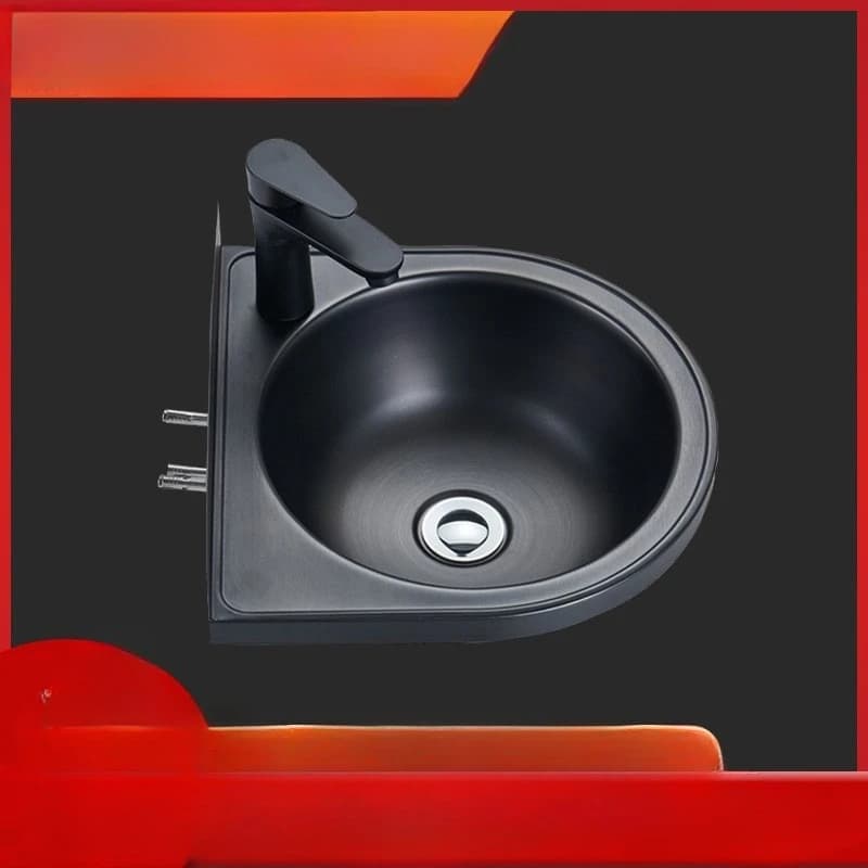 Black painted 304 stainless steel wash basin with faucet semi-round basin without fingerprint wash basin