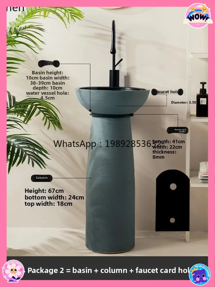 O3-25  washbasin ceramic column basin outdoor washbasin platform integrated courtyard garden pool washbasin