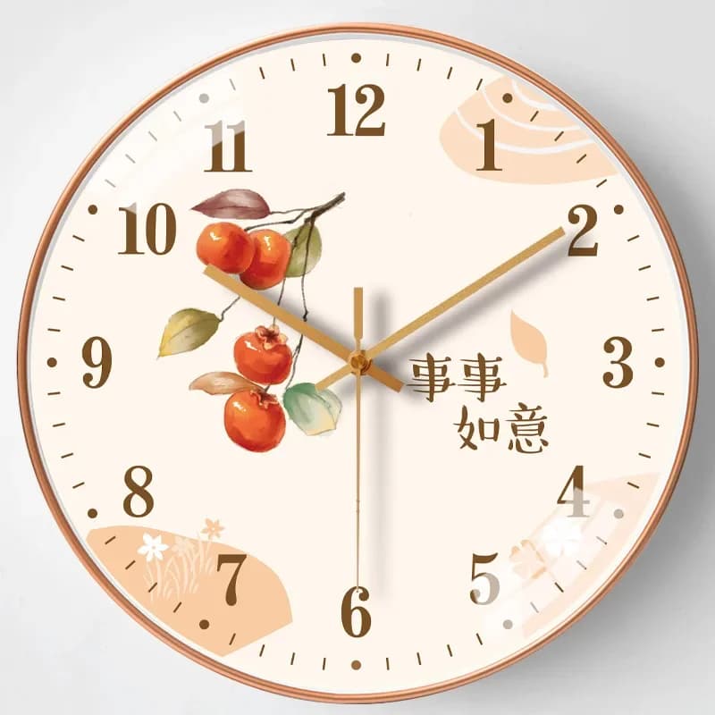 Simple Wall Clock Silent Good Luck Living Room Round Smooth Sweep Everything Goes Well Creative Bedroom Clock Wall Mount