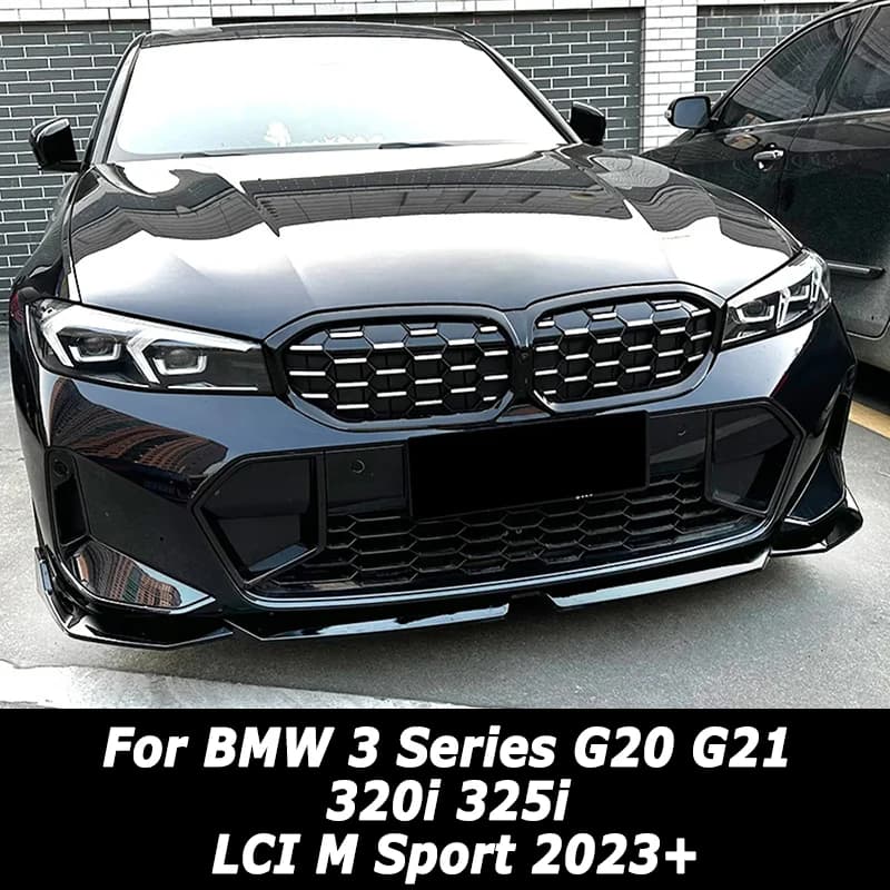 Car Front Bumper Lip for BMW 3 Series G20 G21 320i 325i LCI M Sport 2023+ Diffuser Splitter Exterior Car Accessories Tuning Part