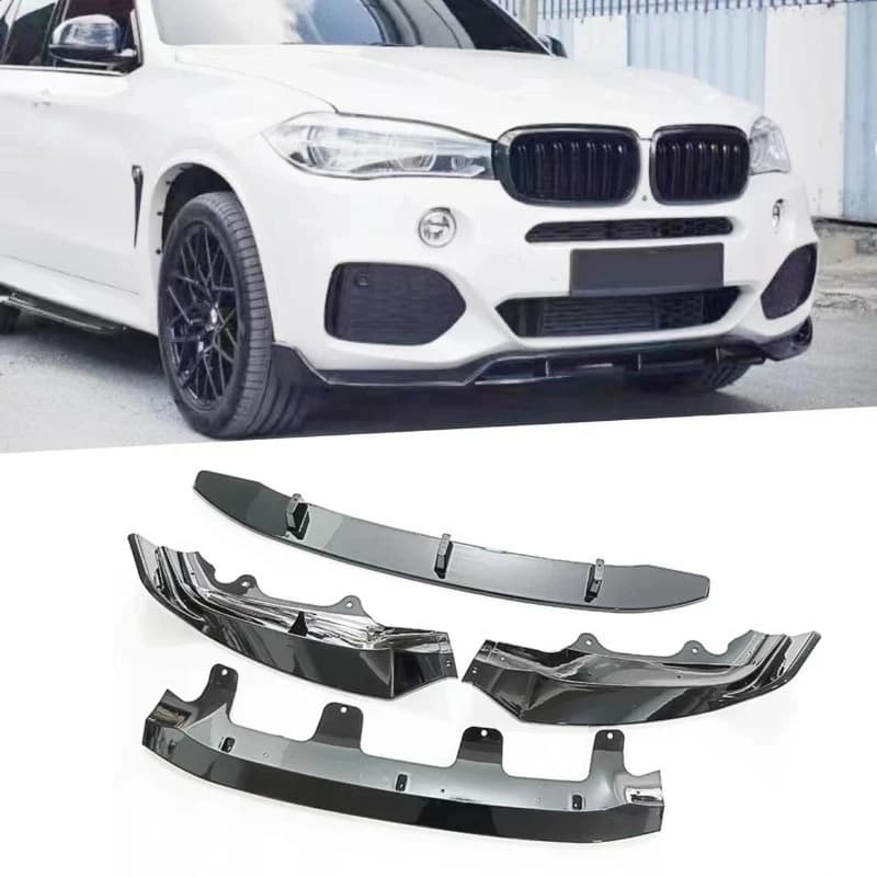For BMW X5 F15 2014-2019 Black Warrior Style Front Bumper Lip Splitter 4-Piece Sectional Design Exterior Upgrade Accessories