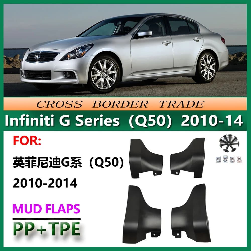 For Infiniti G35 G37 Q50 2010-2014 Mud Flaps OE Style Splash Guards Set of 4 Perfect Fit for Luxury Sports Sedan