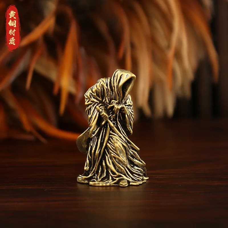 Death comes, brass crafts, decorative black robe, warrior, office, store, metal figurine