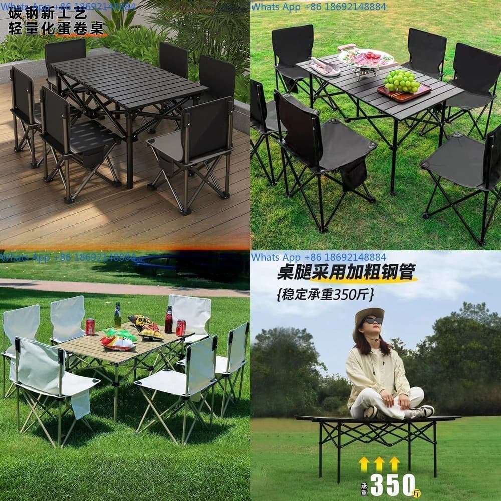 Portable Folding Table and Chairs Set for Camping Outdoor Picnic Backyard BBQ Use