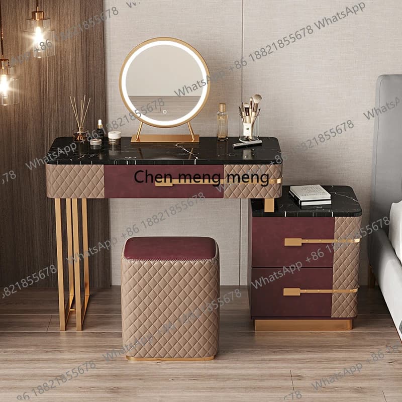 Mirror Cabinet Storage Vanity Table Makeup Aesthetic Decor Luxury Dressing Table Desk Drawer Tocador Con Espejo Room Furniture