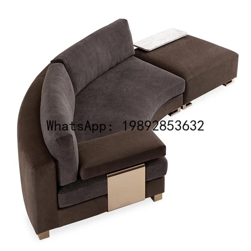 XL Modern Light Luxury Minimalist Metal Curved Sofa Italian Style Living Room Combination Velvet Furniture