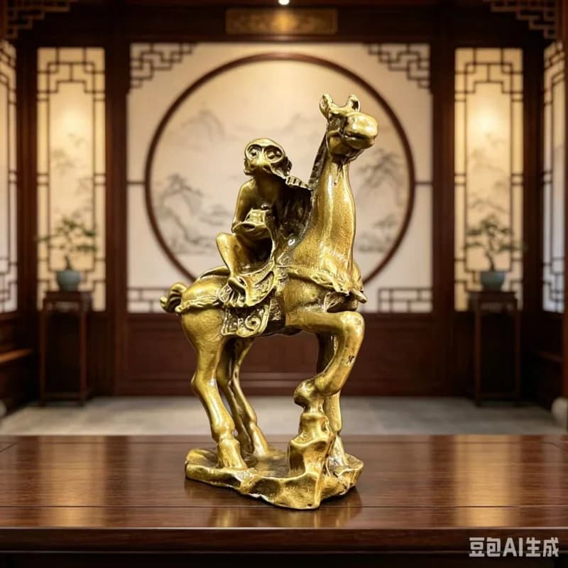 Bronze "Instantly Ascend to the Rank of Marquis" home decor , vintage collectible desktop metal tea pet small ornament g