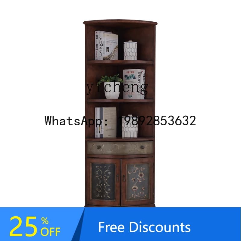 solid wood corner cabinet bookcase wine cabinet storage side  corner high cabinet decorative bookshelf