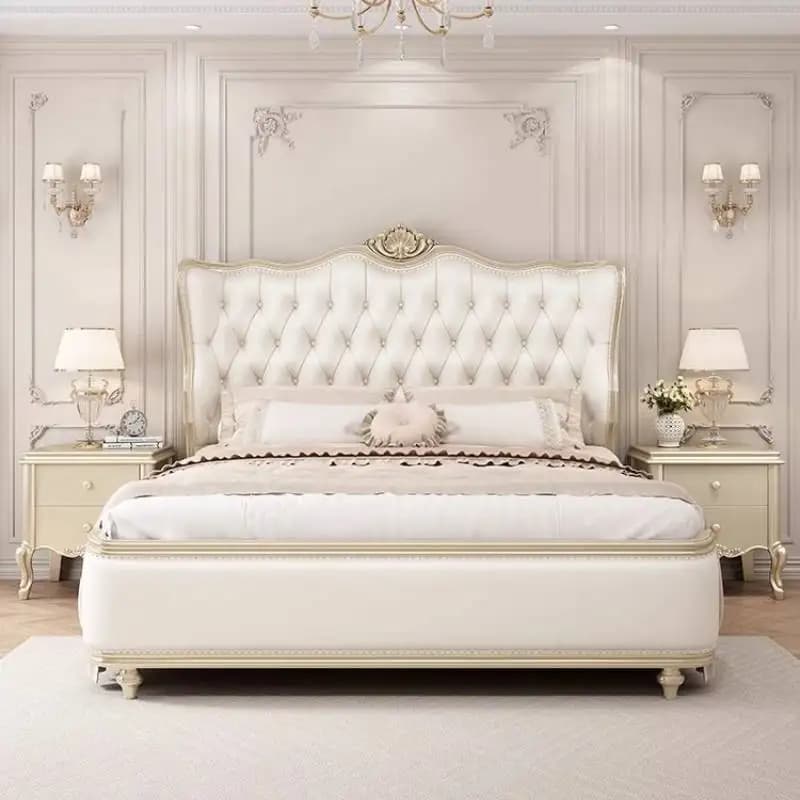 Base Decor Large Double Bed Wardrobe Box Elegant Lounges Luxury Double Bed Modern Household Camas De Dormitorio Furniture Home