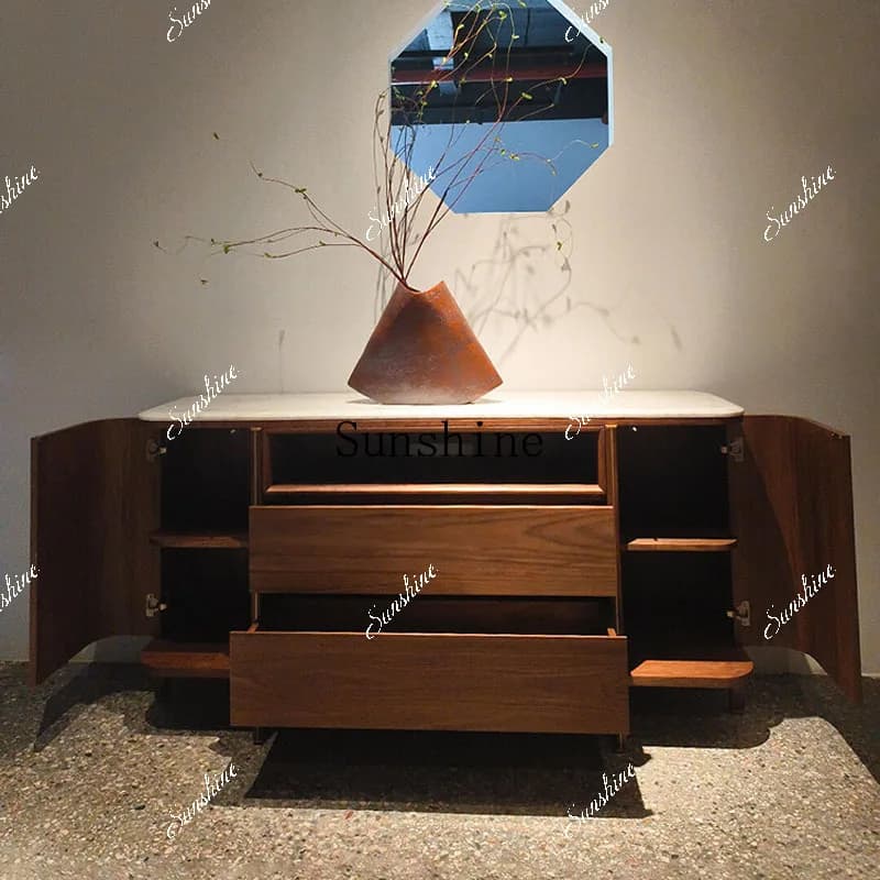 Medieval style dining side, Nordic simple living room, entrance cabinet, Italian minimalist storage integrated storageP