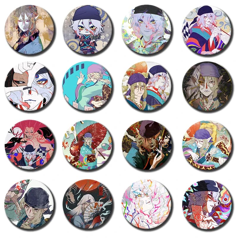 58mm Anime Mononoke classic Anime Brooches Cute Cartoon Badge Jacket Jeans Lapel Pin Gift Accessorie