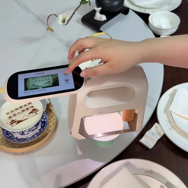 Handheld food printer edible, coffee latte machine 5cm large size pattern yogurt cake catering reception automatic food handheld