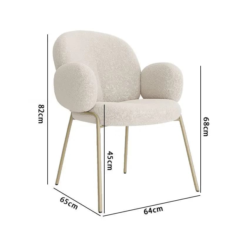 Nordic lamb fleece dining chair minimalist modern designer makeup armchair For bedroom French hotel restaurant dining chair