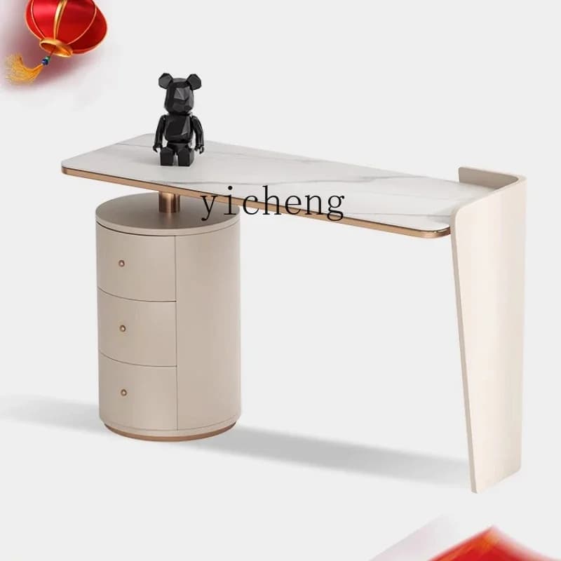 high value light luxury Italian master bedroom makeup table rock slab dresser