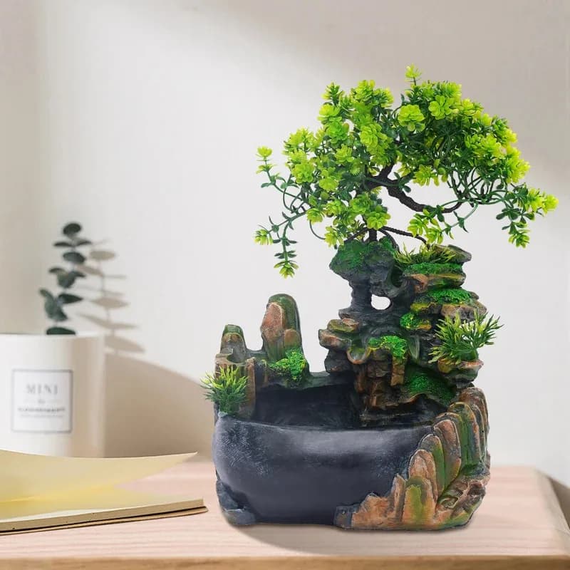220V Tabletop Fountain，Nature Rockery Decoration (Without Fog) Office Living Room Decoration Fabulous Ornament，Relieve Stress