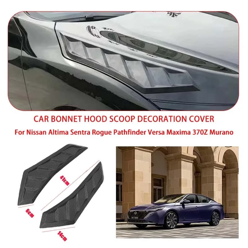 2 Pcs Gloss Black For Nissan Hood Vents Bonnet Cover Rubber Front Bonnet Vent car decorations