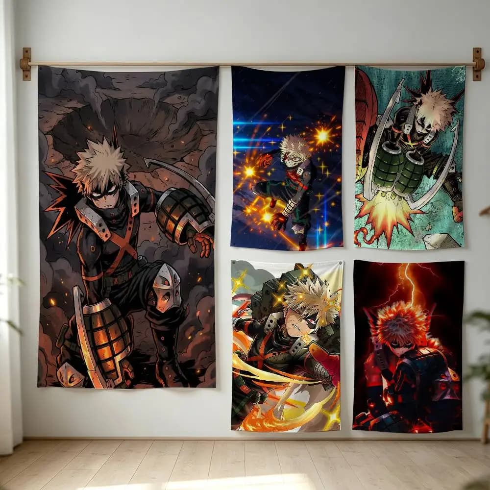 Cool B-Bakugo My H-Hero A-Academia Flag Digital Printing Banner for Garage Wall Out Door Decoration