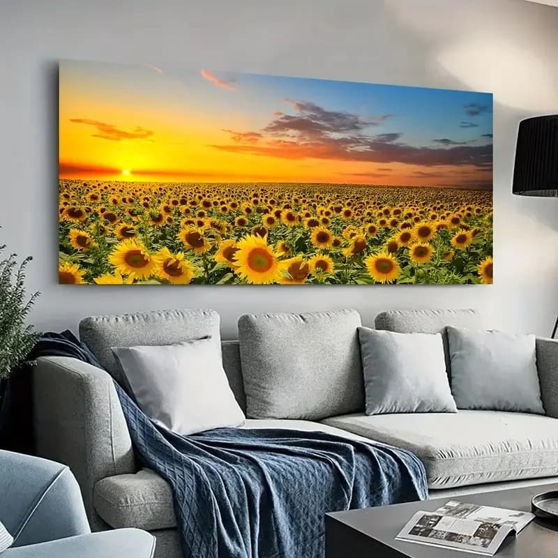 Large-size Sunflower Painting Canvas Posters Positive and Inspirational Flower Wall Art Prints AModern Living Rooms Home Decor