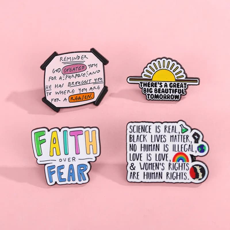 New Unisex Alloy Brooch Creative Inspirational English Words Enamel Badge DIY Clothing Bags Shoes Scarf Tshirt Jeans Decor