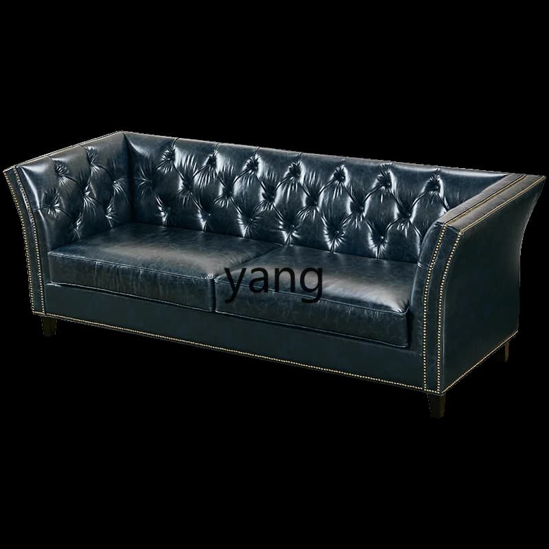 LTT retro leather sofa first layer cowhide light luxury living room furniture
