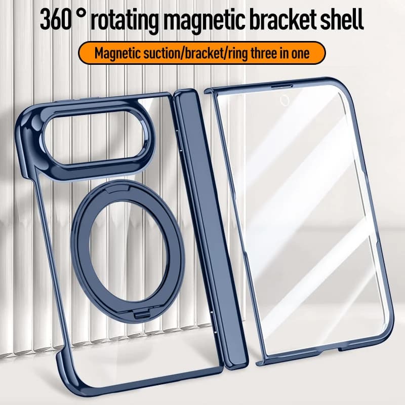 Luxury Transparent 360 Rotate For Magsafe Bracket Case For Apple iPhone Duo Cover High Definition Privacy Screen Protector Cover