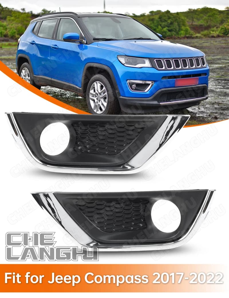 Front Bumper Grille Trim For Jeep Compass 2017 2018 2019 2020 2021 2022 Car accessories Fog Lamp Cover Grill 53224445 5324444