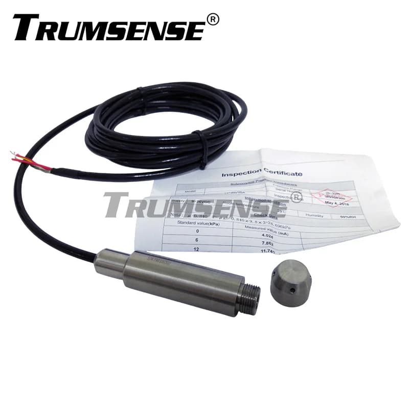 Trumsense 3 Meter Range 4m Cable Submersible Liquid Level Transmitter Fuel Level Transducer 4 to 20mA Output