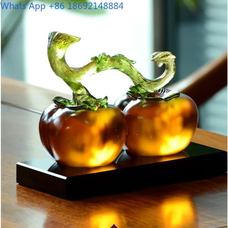 Glass Ornament Ruyi Persimmon Craft Living Room Study Office Gift Decoration