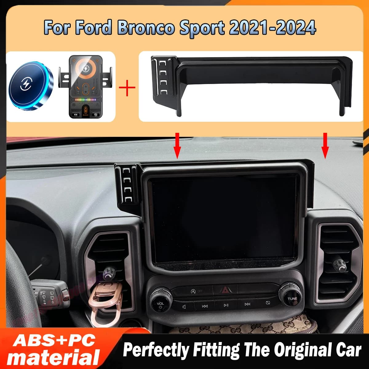 For Ford Bronco Sport 2021-2024 Car Phone Screen Holder Magnetic Wireless Charging Car Phone Mount For MagSafe