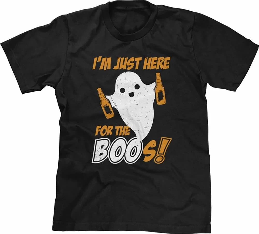 I'm Just Here for The Boos. Funny Ghost Beer Halloween T-Shirt. Summer Cotton O-Neck Short Sleeve Mens T Shirt New S-3XL