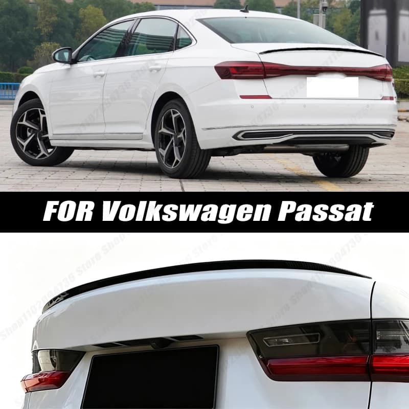 Glossy Black Soft Rubber Universal Rear Trunk Spoiler 5D Carbon Look Tail Wing Fit For Volkswagen Passat Sedan Car Accessories