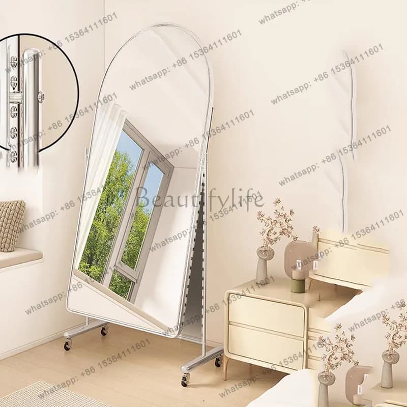 LD Long Living Room Mirror Standing Makeup Aesthetic Travel Portable Mirror Bedroom Modern Spiegel Wand   Decorations