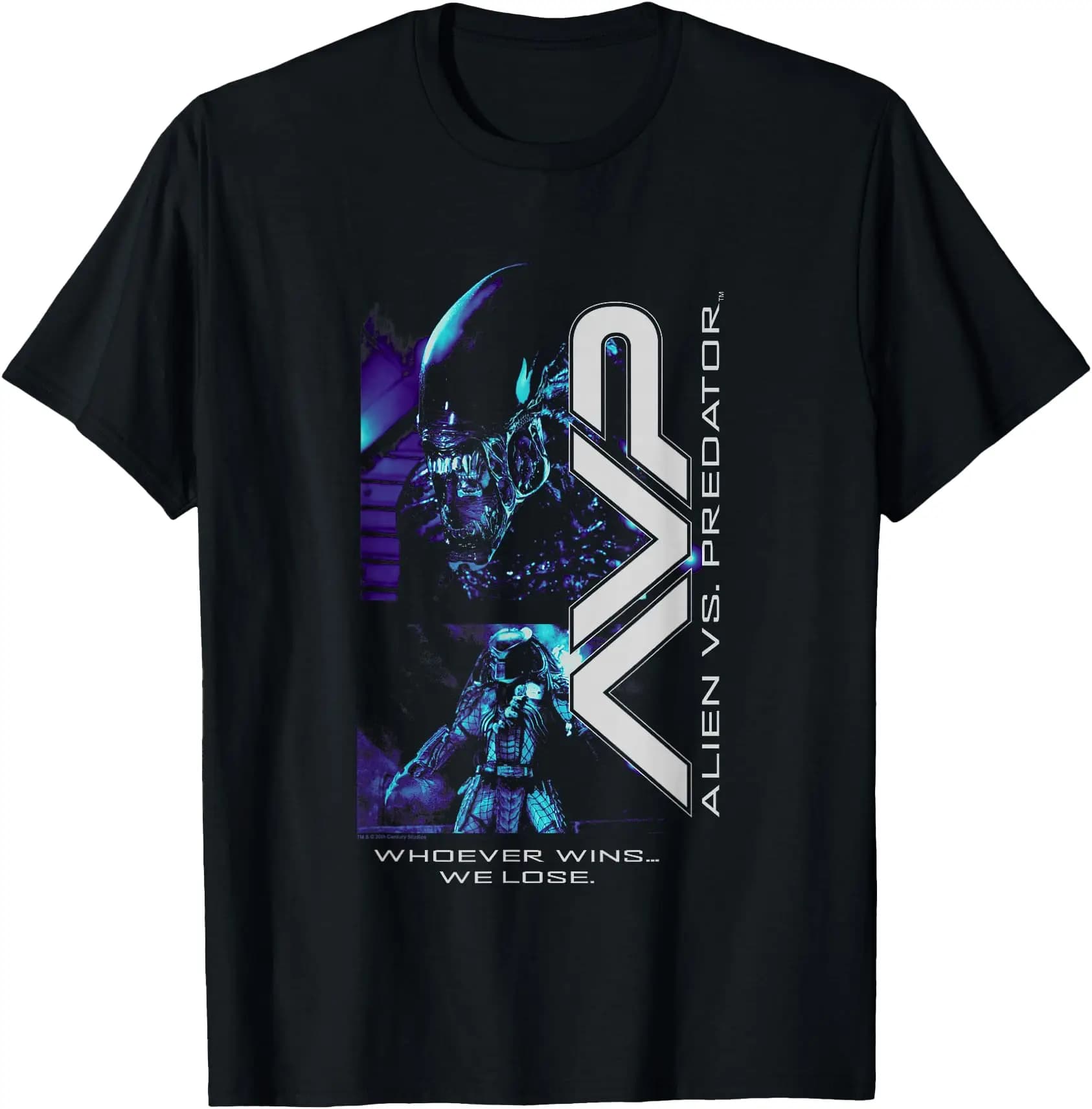 Alien vs Predator Whoever Wins… We Lose Sic-Fi Xenomorph gift t shirt 100% cotton printed Graphic clothes All size top S-6XL