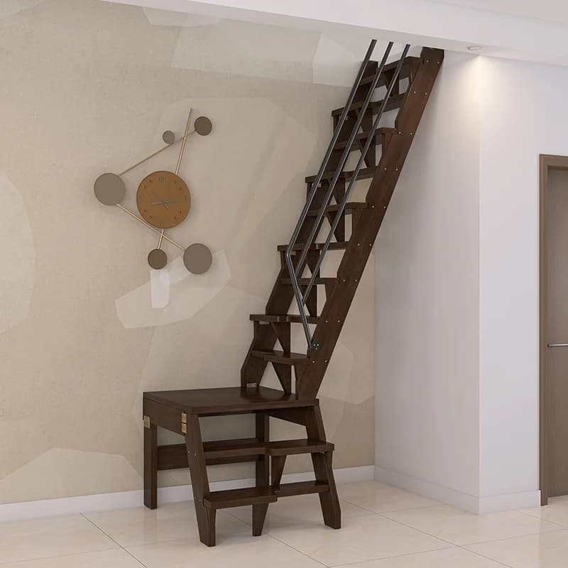 corner stairs household indoor small space small hole integral wooden ladder compartment ladder elevator spare ladder