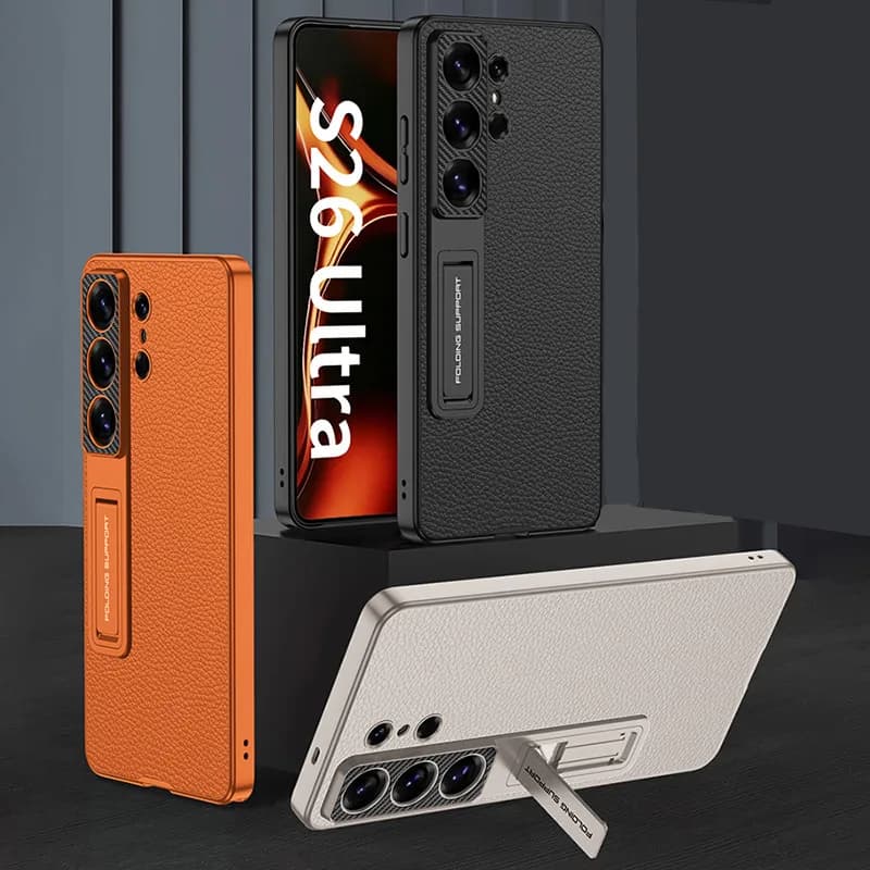 Matte Hard Plastic Case For Samsung Galaxy S26 Ultra S26Ultra Thin Slim Folding Bracket Kickstand Holder Armor Back Cover