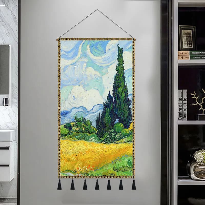 Boho Wall Decor Aesthetic Tapestry Van Gogh Starry Night Canvas for Home Entrance Cafe Restaurant Wall Art Decor Ready to Hang