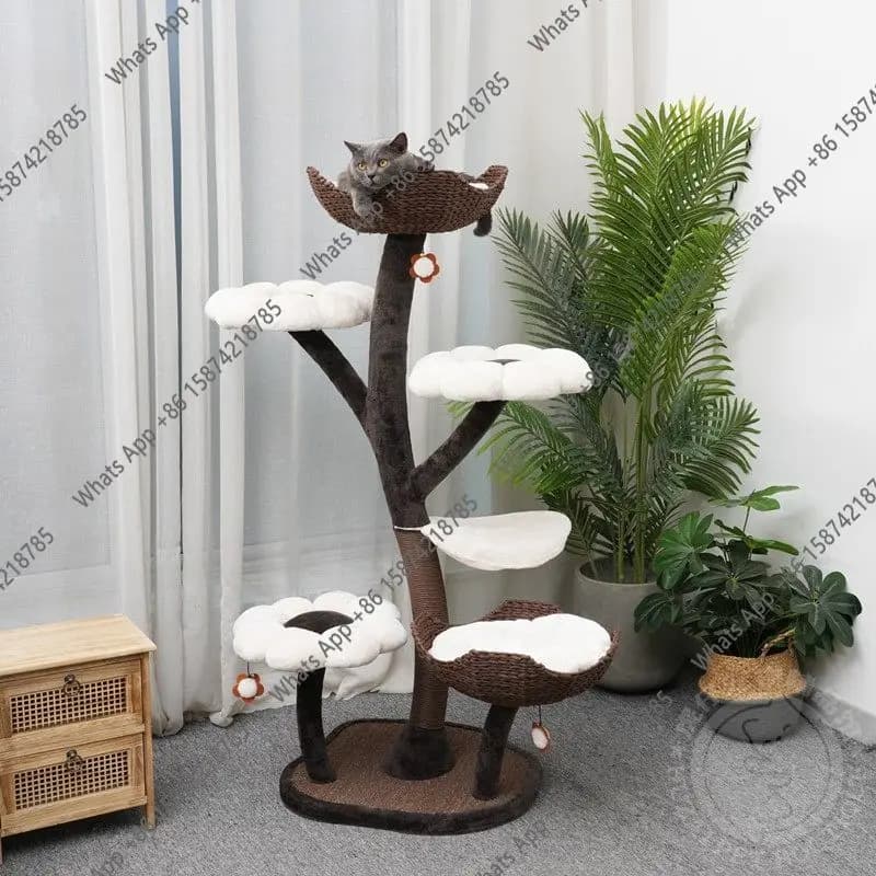 New cat frame Flower cat climbing frame Large cat jumping table nest Integrated sisal grinding claws scratching column Designer