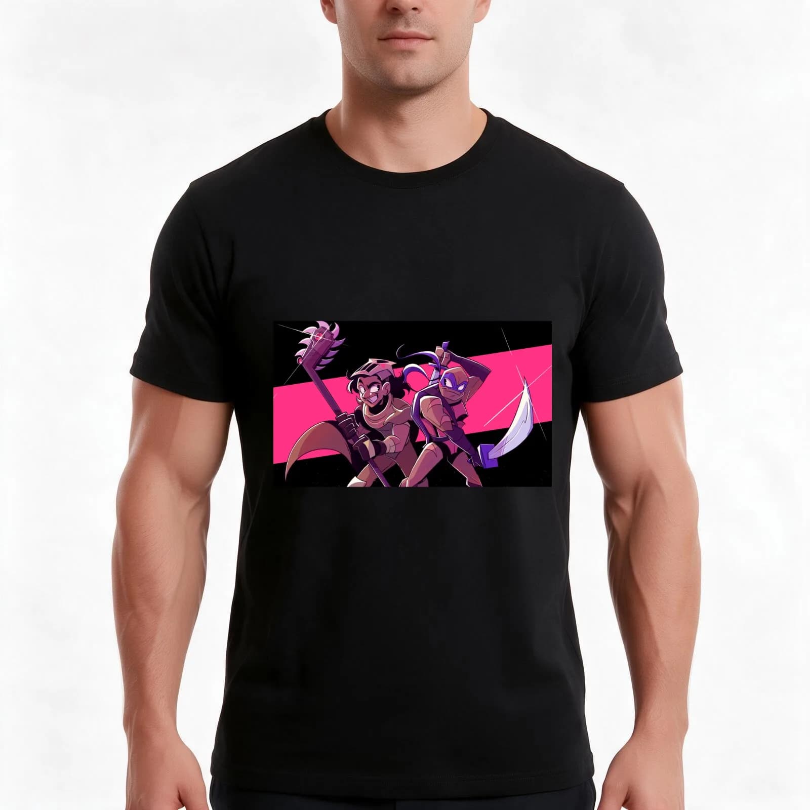 Dynamic Duo T-Shirt, Summer Casual Cotton Tee, Oversized Streetwear Tops, Vintage Graphic Print, Loose Fit Short Sleeve