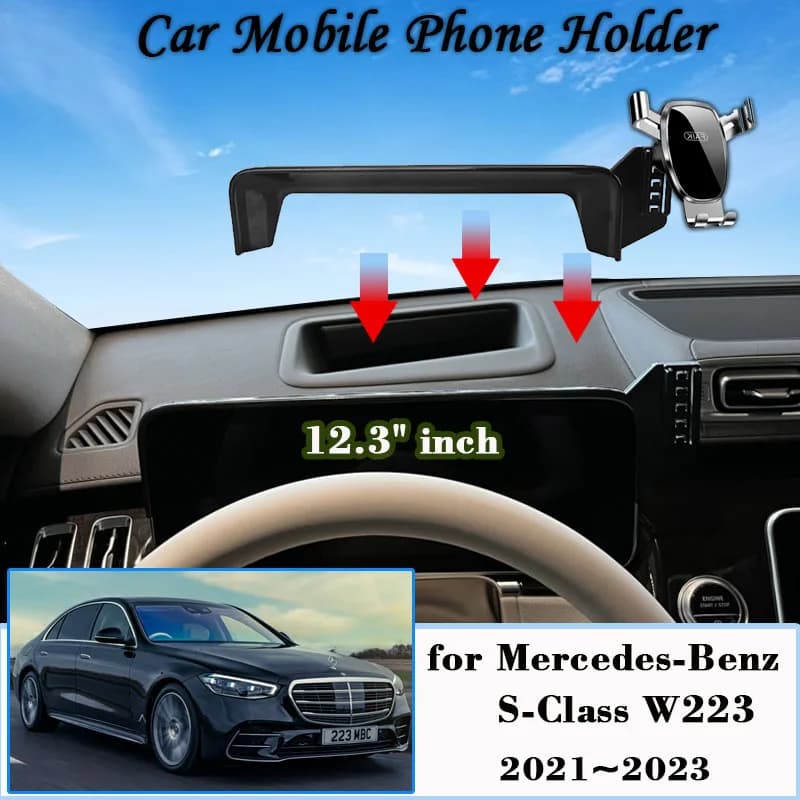 Car Phone Holder for Mercedes-Benz S-Class 2022 2023 2024 W223 Air Vent Cellphone Mount GPS Bracket Gravity Stand Accessories