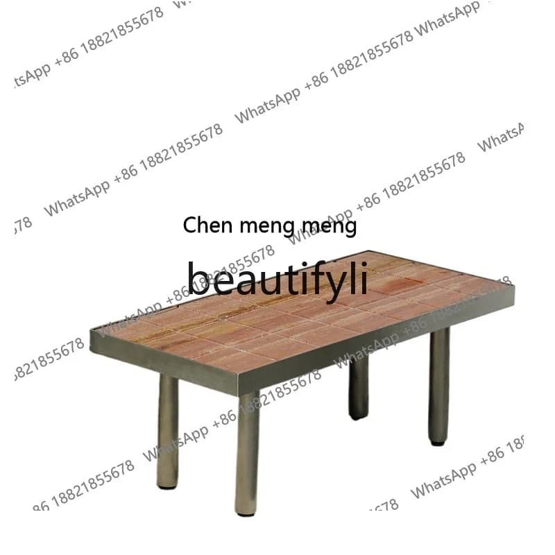 American retro edge few natural red travertine retro edge few stainless steel living room furnitureH