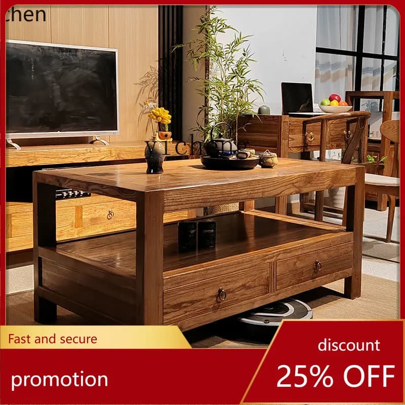 ZMLChinese home old elm living room coffee table TV cabinet combination wind drawer tea table