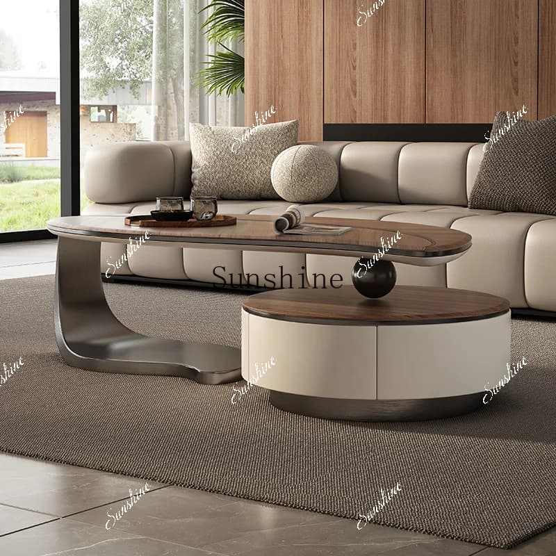 Minimalist modern solid wood rock slab creative special-shaped small apartment villa household coffee table  FT