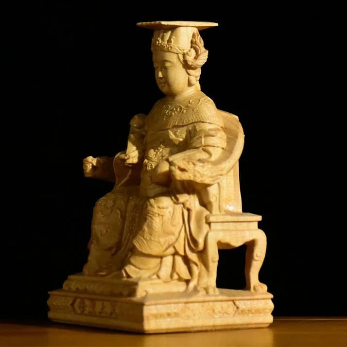 DSA boxwood carving Mazu statue ornament solid wood carving home Poseidon heaven Virgin Crafts
